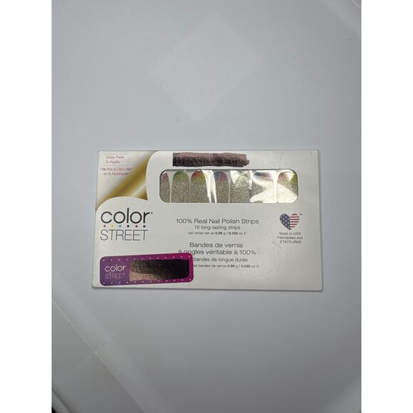 NWT Color Street “Throwing Shade” Silver Glitter Rainbow Gradient Nail Strips - Picture 2 of 4